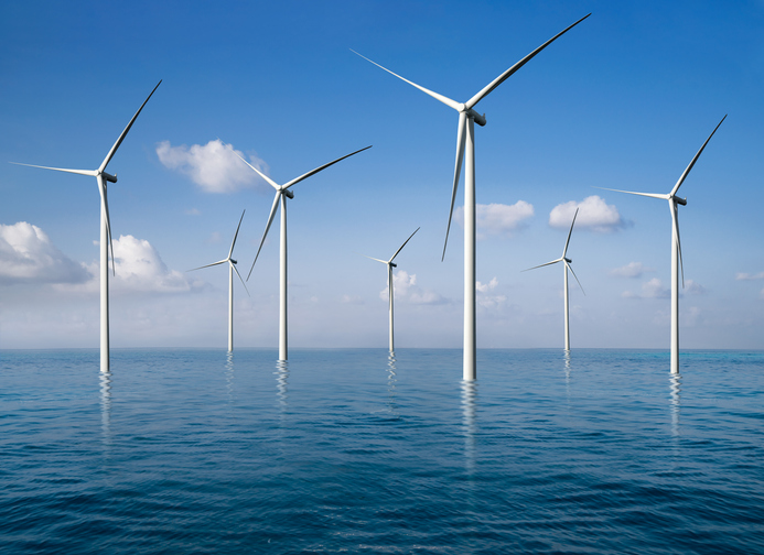 Offshore wind turbines at sea